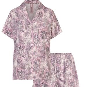 Women's Pink Animal Print Pajama Set